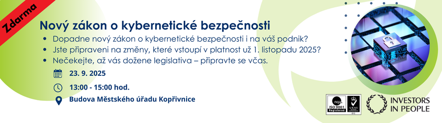 Workshop zdarma - 23. 9. - Nový zákon o kybernetické bezpečnosti